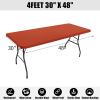 imageSmiry Rectangle Tablecloth Elastic Fitted Flannel Backed Vinyl Tablecloths for 6ft Folding Tables Waterproof Wipeable Table Covers for Indoor Outdoor Picnic and Camping White 30quotx72quotRust