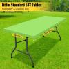 imageSmiry Rectangle Tablecloth Elastic Fitted Flannel Backed Vinyl Tablecloths for 6ft Folding Tables Waterproof Wipeable Table Covers for Indoor Outdoor Picnic and Camping White 30quotx72quotLime Green