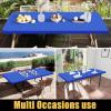imageSmiry Rectangle Tablecloth Elastic Fitted Flannel Backed Vinyl Tablecloths for 6ft Folding Tables Waterproof Wipeable Table Covers for Indoor Outdoor Picnic and Camping White 30quotx72quotBlue