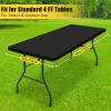 imageSmiry Rectangle Tablecloth Elastic Fitted Flannel Backed Vinyl Tablecloths for 6ft Folding Tables Waterproof Wipeable Table Covers for Indoor Outdoor Picnic and Camping White 30quotx72quotBlack