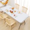 imageSmiry Rectangle Tablecloth Elastic Fitted Flannel Backed Vinyl Tablecloths for 6ft Folding Tables Waterproof Wipeable Table Covers for Indoor Outdoor Picnic and Camping White 30quotx72quotWhite