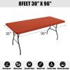 imageSmiry Rectangle Tablecloth Elastic Fitted Flannel Backed Vinyl Tablecloths for 6ft Folding Tables Waterproof Wipeable Table Covers for Indoor Outdoor Picnic and Camping White 30quotx72quotRust