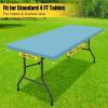 imageSmiry Rectangle Tablecloth Elastic Fitted Flannel Backed Vinyl Tablecloths for 6ft Folding Tables Waterproof Wipeable Table Covers for Indoor Outdoor Picnic and Camping White 30quotx72quotAqua