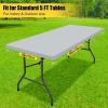 imageSmiry Rectangle Tablecloth Elastic Fitted Flannel Backed Vinyl Tablecloths for 6ft Folding Tables Waterproof Wipeable Table Covers for Indoor Outdoor Picnic and Camping White 30quotx72quotLight Grey