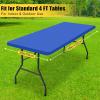 imageSmiry Rectangle Tablecloth Elastic Fitted Flannel Backed Vinyl Tablecloths for 6ft Folding Tables Waterproof Wipeable Table Covers for Indoor Outdoor Picnic and Camping White 30quotx72quotBlue