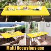 imageSmiry Rectangle Tablecloth Elastic Fitted Flannel Backed Vinyl Tablecloths for 6ft Folding Tables Waterproof Wipeable Table Covers for Indoor Outdoor Picnic and Camping White 30quotx72quotYellow