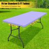 imageSmiry Rectangle Tablecloth Elastic Fitted Flannel Backed Vinyl Tablecloths for 6ft Folding Tables Waterproof Wipeable Table Covers for Indoor Outdoor Picnic and Camping White 30quotx72quotLavender