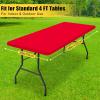 imageSmiry Rectangle Tablecloth Elastic Fitted Flannel Backed Vinyl Tablecloths for 6ft Folding Tables Waterproof Wipeable Table Covers for Indoor Outdoor Picnic and Camping White 30quotx72quotRed