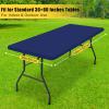 imageSmiry Rectangle Tablecloth Elastic Fitted Flannel Backed Vinyl Tablecloths for 6ft Folding Tables Waterproof Wipeable Table Covers for Indoor Outdoor Picnic and Camping White 30quotx72quotNavy