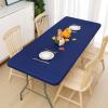 imageSmiry Rectangle Tablecloth Elastic Fitted Flannel Backed Vinyl Tablecloths for 6ft Folding Tables Waterproof Wipeable Table Covers for Indoor Outdoor Picnic and Camping White 30quotx72quotNavy