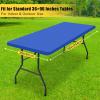 imageSmiry Rectangle Tablecloth Elastic Fitted Flannel Backed Vinyl Tablecloths for 6ft Folding Tables Waterproof Wipeable Table Covers for Indoor Outdoor Picnic and Camping White 30quotx72quotBlue
