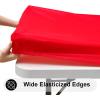 imageSmiry Rectangle Tablecloth Elastic Fitted Flannel Backed Vinyl Tablecloths for 6ft Folding Tables Waterproof Wipeable Table Covers for Indoor Outdoor Picnic and Camping White 30quotx72quotRed