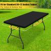 imageSmiry Rectangle Tablecloth Elastic Fitted Flannel Backed Vinyl Tablecloths for 6ft Folding Tables Waterproof Wipeable Table Covers for Indoor Outdoor Picnic and Camping White 30quotx72quotBlack