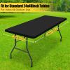 imageSmiry Rectangle Tablecloth Elastic Fitted Flannel Backed Vinyl Tablecloths for 6ft Folding Tables Waterproof Wipeable Table Covers for Indoor Outdoor Picnic and Camping White 30quotx72quotBlack