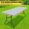 imageSmiry Rectangle Tablecloth Elastic Fitted Flannel Backed Vinyl Tablecloths for 6ft Folding Tables Waterproof Wipeable Table Covers for Indoor Outdoor Picnic and Camping White 30quotx72quotLight Grey
