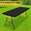 imageSmiry Rectangle Tablecloth Elastic Fitted Flannel Backed Vinyl Tablecloths for 6ft Folding Tables Waterproof Wipeable Table Covers for Indoor Outdoor Picnic and Camping White 30quotx72quotBlack