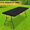 imageSmiry Rectangle Tablecloth Elastic Fitted Flannel Backed Vinyl Tablecloths for 6ft Folding Tables Waterproof Wipeable Table Covers for Indoor Outdoor Picnic and Camping White 30quotx72quotBlack