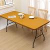 imageSmiry Rectangle Tablecloth Elastic Fitted Flannel Backed Vinyl Tablecloths for 6ft Folding Tables Waterproof Wipeable Table Covers for Indoor Outdoor Picnic and Camping White 30quotx72quotMustard Yellow