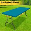 imageSmiry Rectangle Tablecloth Elastic Fitted Flannel Backed Vinyl Tablecloths for 6ft Folding Tables Waterproof Wipeable Table Covers for Indoor Outdoor Picnic and Camping White 30quotx72quotTurquoise