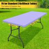 imageSmiry Rectangle Tablecloth Elastic Fitted Flannel Backed Vinyl Tablecloths for 6ft Folding Tables Waterproof Wipeable Table Covers for Indoor Outdoor Picnic and Camping White 30quotx72quotLavender