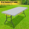 imageSmiry Rectangle Tablecloth Elastic Fitted Flannel Backed Vinyl Tablecloths for 6ft Folding Tables Waterproof Wipeable Table Covers for Indoor Outdoor Picnic and Camping White 30quotx72quotLight Grey