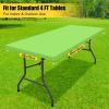 imageSmiry Rectangle Tablecloth Elastic Fitted Flannel Backed Vinyl Tablecloths for 6ft Folding Tables Waterproof Wipeable Table Covers for Indoor Outdoor Picnic and Camping White 30quotx72quotLime Green