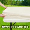 imageSmiry Rectangle Tablecloth Elastic Fitted Flannel Backed Vinyl Tablecloths for 6ft Folding Tables Waterproof Wipeable Table Covers for Indoor Outdoor Picnic and Camping White 30quotx72quotBeige