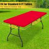 imageSmiry Rectangle Tablecloth Elastic Fitted Flannel Backed Vinyl Tablecloths for 6ft Folding Tables Waterproof Wipeable Table Covers for Indoor Outdoor Picnic and Camping White 30quotx72quotRed