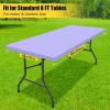 imageSmiry Rectangle Tablecloth Elastic Fitted Flannel Backed Vinyl Tablecloths for 6ft Folding Tables Waterproof Wipeable Table Covers for Indoor Outdoor Picnic and Camping White 30quotx72quotLavender