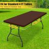 imageSmiry Rectangle Tablecloth Elastic Fitted Flannel Backed Vinyl Tablecloths for 6ft Folding Tables Waterproof Wipeable Table Covers for Indoor Outdoor Picnic and Camping White 30quotx72quotCoffee