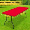 imageSmiry Rectangle Tablecloth Elastic Fitted Flannel Backed Vinyl Tablecloths for 6ft Folding Tables Waterproof Wipeable Table Covers for Indoor Outdoor Picnic and Camping White 30quotx72quotRed