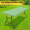 imageSmiry Rectangle Tablecloth Elastic Fitted Flannel Backed Vinyl Tablecloths for 6ft Folding Tables Waterproof Wipeable Table Covers for Indoor Outdoor Picnic and Camping White 30quotx72quotSage Green