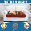 imageSmiry Waterproof Couch Cushion Covers Stretch Washable Sofa Cushion Cover Soft Sofa Slipcover Elastic NonSlip Furniture Protector for Pets Kid 1 Pack CamelWine Red