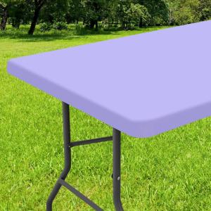 imageSmiry Rectangle Tablecloth Elastic Fitted Flannel Backed Vinyl Tablecloths for 6ft Folding Tables Waterproof Wipeable Table Covers for Indoor Outdoor Picnic and Camping White 30quotx72quotLavender