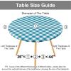 imageSmiry Round Picnic Table Cloth Elastic Waterproof Fitted Vinyl Tablecloth for 36quot44quot Tables Flannel Backed Buffalo Plaid Table Covers for Dining Camping Outdoor Black and WhiteTurquoise and White