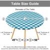 imageSmiry Round Picnic Table Cloth Elastic Waterproof Fitted Vinyl Tablecloth for 36quot44quot Tables Flannel Backed Buffalo Plaid Table Covers for Dining Camping Outdoor Black and WhiteTurquoise and White