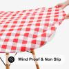 imageSmiry Round Picnic Table Cloth Elastic Waterproof Fitted Vinyl Tablecloth for 36quot44quot Tables Flannel Backed Buffalo Plaid Table Covers for Dining Camping Outdoor Black and WhiteRed and White