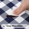 imageSmiry Round Picnic Table Cloth Elastic Waterproof Fitted Vinyl Tablecloth for 36quot44quot Tables Flannel Backed Buffalo Plaid Table Covers for Dining Camping Outdoor Black and WhiteNavy and White