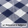 imageSmiry Round Picnic Table Cloth Elastic Waterproof Fitted Vinyl Tablecloth for 36quot44quot Tables Flannel Backed Buffalo Plaid Table Covers for Dining Camping Outdoor Black and WhiteNavy and White