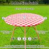 imageSmiry Round Picnic Table Cloth Elastic Waterproof Fitted Vinyl Tablecloth for 36quot44quot Tables Flannel Backed Buffalo Plaid Table Covers for Dining Camping Outdoor Black and WhiteRed and White