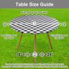 imageSmiry Round Picnic Table Cloth Elastic Waterproof Fitted Vinyl Tablecloth for 36quot44quot Tables Flannel Backed Buffalo Plaid Table Covers for Dining Camping Outdoor Black and WhiteBlack and White