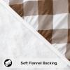 imageSmiry Round Picnic Table Cloth Elastic Waterproof Fitted Vinyl Tablecloth for 36quot44quot Tables Flannel Backed Buffalo Plaid Table Covers for Dining Camping Outdoor Black and WhiteBrown and White