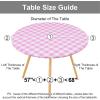 imageSmiry Round Picnic Table Cloth Elastic Waterproof Fitted Vinyl Tablecloth for 36quot44quot Tables Flannel Backed Buffalo Plaid Table Covers for Dining Camping Outdoor Black and WhitePink and White