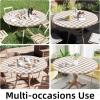 imageSmiry Round Picnic Table Cloth Elastic Waterproof Fitted Vinyl Tablecloth for 36quot44quot Tables Flannel Backed Buffalo Plaid Table Covers for Dining Camping Outdoor Black and WhiteKhaki and White