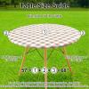 imageSmiry Round Picnic Table Cloth Elastic Waterproof Fitted Vinyl Tablecloth for 36quot44quot Tables Flannel Backed Buffalo Plaid Table Covers for Dining Camping Outdoor Black and WhiteKhaki and White