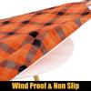 imageSmiry Round Picnic Table Cloth Elastic Waterproof Fitted Vinyl Tablecloth for 36quot44quot Tables Flannel Backed Buffalo Plaid Table Covers for Dining Camping Outdoor Black and WhiteOrange and Yellow