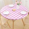 imageSmiry Round Picnic Table Cloth Elastic Waterproof Fitted Vinyl Tablecloth for 36quot44quot Tables Flannel Backed Buffalo Plaid Table Covers for Dining Camping Outdoor Black and WhitePink and White