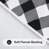 imageSmiry Round Picnic Table Cloth Elastic Waterproof Fitted Vinyl Tablecloth for 36quot44quot Tables Flannel Backed Buffalo Plaid Table Covers for Dining Camping Outdoor Black and WhiteBlack and White
