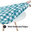 imageSmiry Round Picnic Table Cloth Elastic Waterproof Fitted Vinyl Tablecloth for 36quot44quot Tables Flannel Backed Buffalo Plaid Table Covers for Dining Camping Outdoor Black and WhiteTurquoise and White