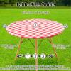 imageSmiry Round Picnic Table Cloth Elastic Waterproof Fitted Vinyl Tablecloth for 36quot44quot Tables Flannel Backed Buffalo Plaid Table Covers for Dining Camping Outdoor Black and WhiteRed and White